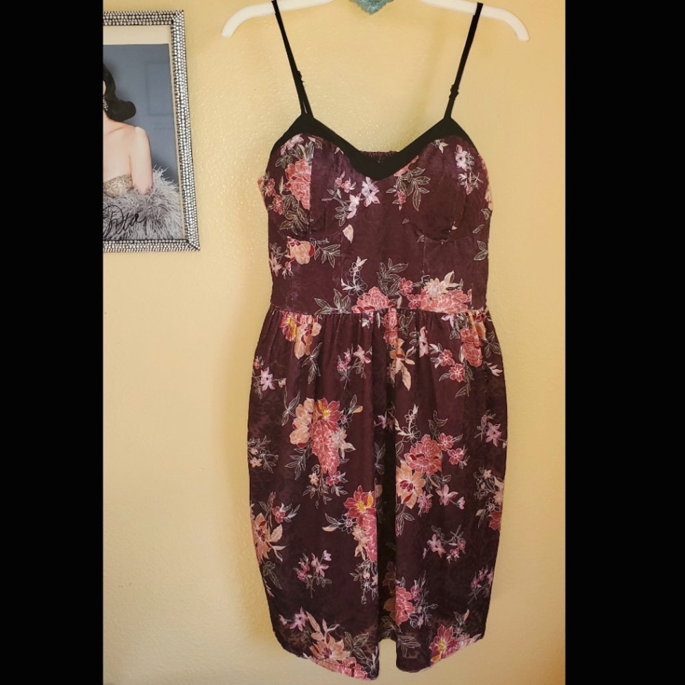 Target xhilaration purple floral velvet dress
